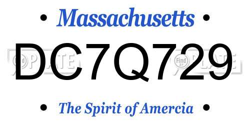 DC7Q729 Massachusetts License Plate