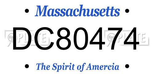 DC80474 Massachusetts License Plate