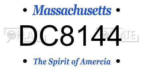 DC8144 Massachusetts License Plate