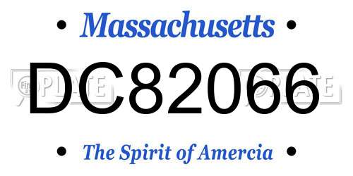 DC82066 Massachusetts License Plate