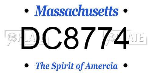DC8774 Massachusetts License Plate