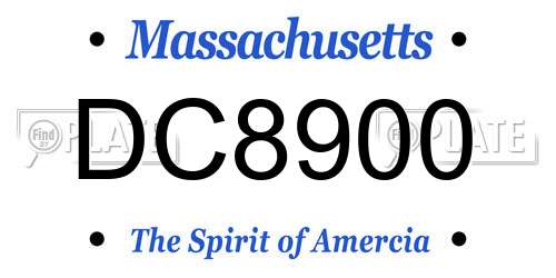 DC8900 Massachusetts License Plate