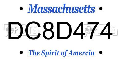 DC8D474 Massachusetts License Plate