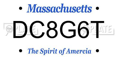 DC8G6T Massachusetts License Plate