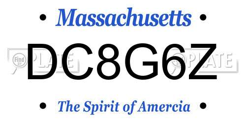 DC8G6Z Massachusetts License Plate