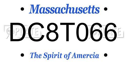 DC8T066 Massachusetts License Plate