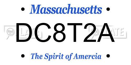 DC8T2A Massachusetts License Plate