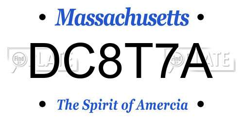 DC8T7A Massachusetts License Plate