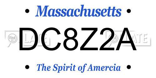 DC8Z2A Massachusetts License Plate
