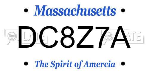 DC8Z7A Massachusetts License Plate