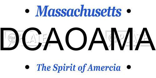 DCAOAMA Massachusetts License Plate