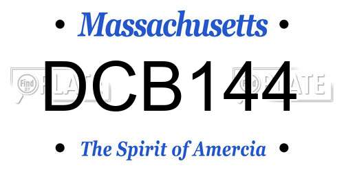 DCB144 Massachusetts License Plate