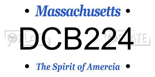 DCB224 Massachusetts License Plate