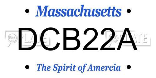 DCB22A Massachusetts License Plate
