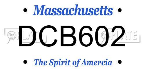 DCB602 Massachusetts License Plate