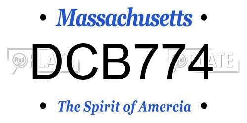 DCB774 Massachusetts License Plate