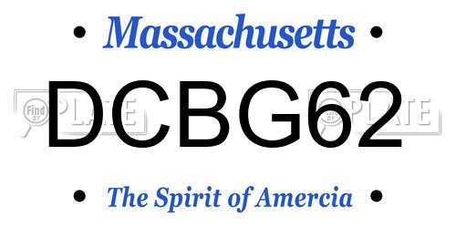 DCBG62 Massachusetts License Plate