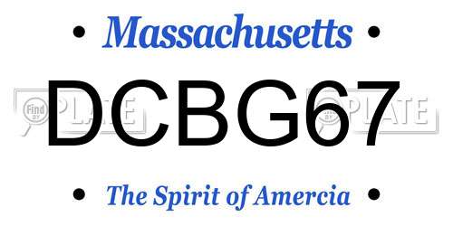 DCBG67 Massachusetts License Plate