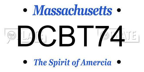 DCBT74 Massachusetts License Plate