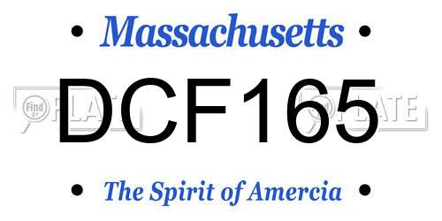 DCF165 Massachusetts License Plate