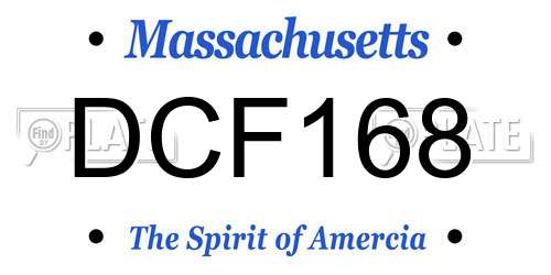 DCF168 Massachusetts License Plate
