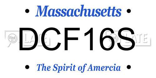 DCF16S Massachusetts License Plate
