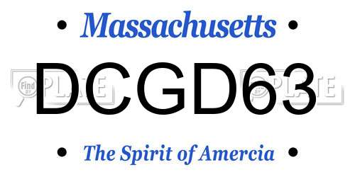 DCGD63 Massachusetts License Plate