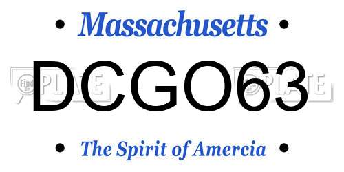 DCGO63 Massachusetts License Plate
