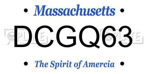 DCGQ63 Massachusetts License Plate
