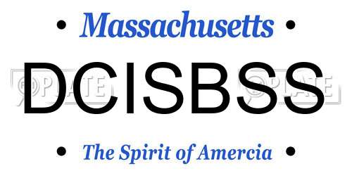 DCISBSS Massachusetts License Plate
