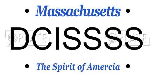 DCISSSS Massachusetts License Plate