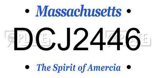 DCJ2446 Massachusetts License Plate