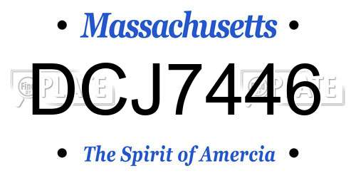 DCJ7446 Massachusetts License Plate