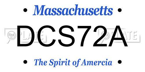 DCS72A Massachusetts License Plate