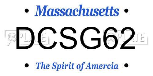 DCSG62 Massachusetts License Plate