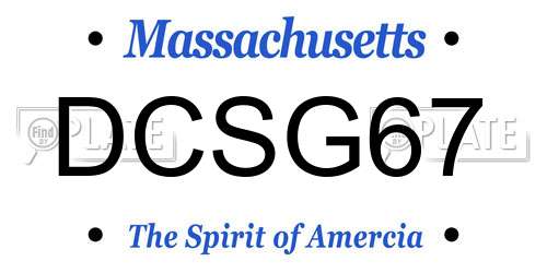 DCSG67 Massachusetts License Plate