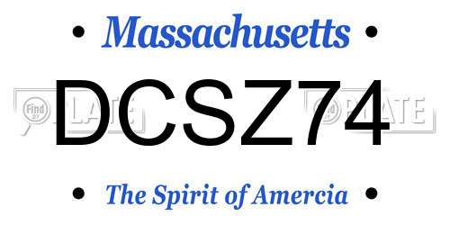 DCSZ74 Massachusetts License Plate
