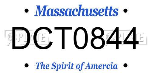 DCT0844 Massachusetts License Plate