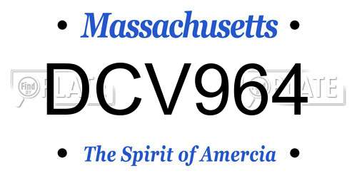 DCV964 Massachusetts License Plate