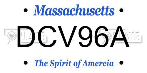 DCV96A Massachusetts License Plate