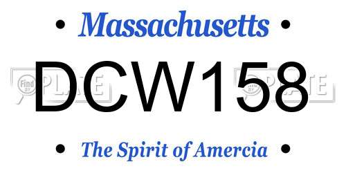 DCW158 Massachusetts License Plate