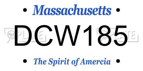 DCW185 Massachusetts License Plate