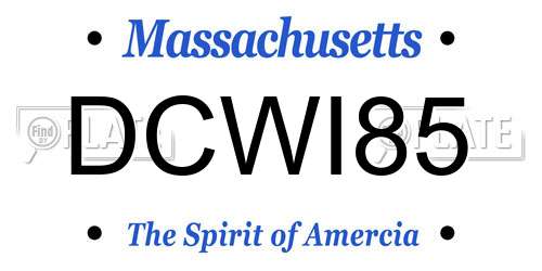 DCWI85 Massachusetts License Plate