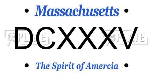 DCXXXV Massachusetts License Plate