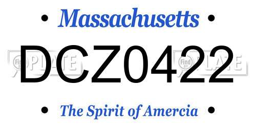 DCZ0422 Massachusetts License Plate