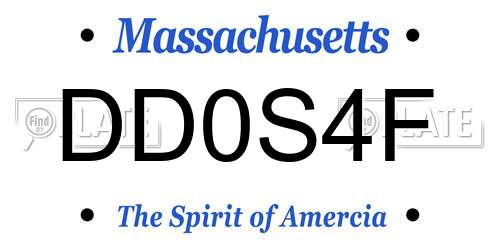 DD0S4F Massachusetts License Plate