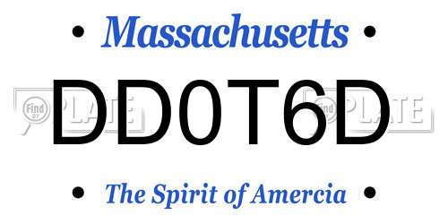 DD0T6D Massachusetts License Plate