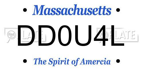 DD0U4L Massachusetts License Plate