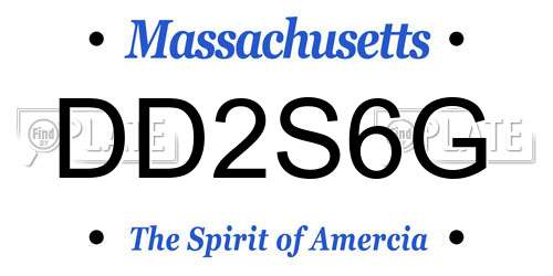 DD2S6G Massachusetts License Plate