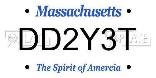 DD2Y3T Massachusetts License Plate